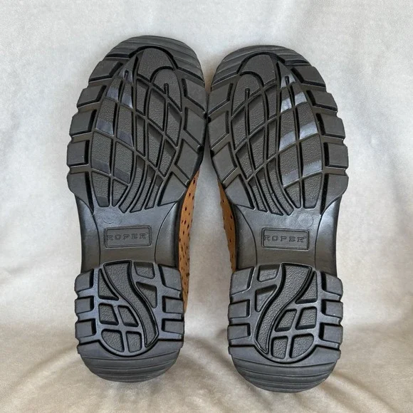 Roper Leather Performance Sport Slip On Shoes Mens Size 11 Tan Ostrich Embossed